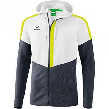 Erima Chaqueta Training con Capucha, Unisex, Blanco/Slate Grey/Bio Lime, L