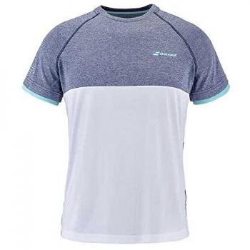 Babolat Play Crew Neck Camiseta De Manga Corta Chicos - Blanco, Azul