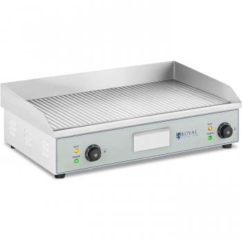 Plancha eléctrica profesional de mesa ranurada 400x730mm, 2x2200W, 50-300°C, placa de hierro