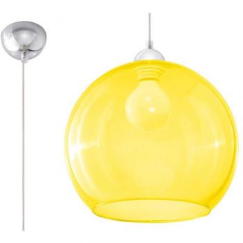 Lámpara Colgante BALL Amarillo E27 Vidrio/Acero Cromo 1 Bombilla LED Suspendida