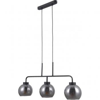 Lámpara colgante escandinava Poggi negra mate 3 luces con pantalla ahumada E27