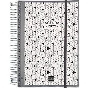 Finocam Espiral Personalizable Basics - Portadocumentos con Agenda 2022 Semana Vista Vertical, Sobremesa - E10 - 155x212 mm, Burdeos