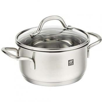 Zwilling Pico - Cacerola Profesional de Acero Inoxidable con Tapa de Vidrio, 14 cm, Apta para Inducción y Lavavajillas
