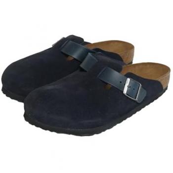 Birkenstock Boston Men's Navy Leather Clogs - Size 43