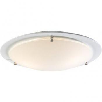 Lámpara de techo CIRKLO en metal/vidrio blanca de 40 cm de diámetro, empotrada, con 2 luces E27
