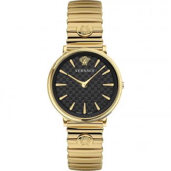 Versace V-Circle Gold Stainless Steel Watch, Yellow female, Size: ONE SIZE