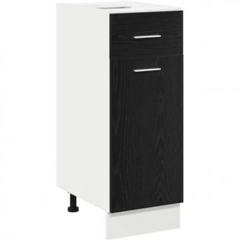 Gabinete Inferior con Cajón en Roble Negro 30 x 46 x 81.5 cm, Almacenamiento Amplio y Estantes Rectangulares