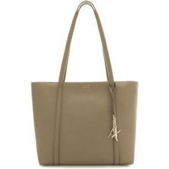 Bolso shopper marrón Armani Exchange para mujer con logo Charm