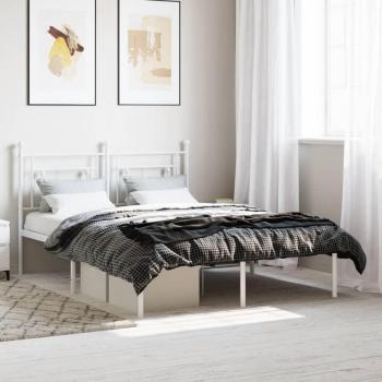 Cama solar con cabecero de metal blanco 135x190 cm Vidaxl