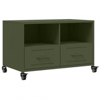 Mueble de TV de acero verde oliva 68x39x43,5 cm, Soporte para TV, Mueble Multimedia, Armario Auxiliar, Armario para TV