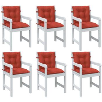 Cojines de silla de respaldo bajo 6 piezas tela roja Mélange 100x50x7 cm