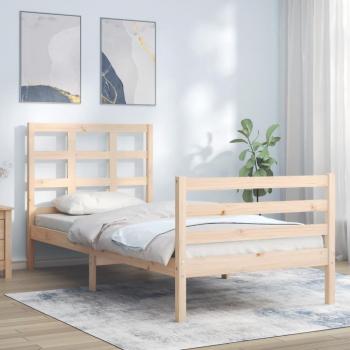 Estructura de cama con cabecero 90x200 cm en madera maciza