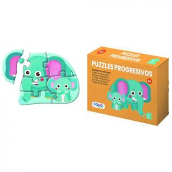 Puzzle Progresivo de Animales Dohe 65002 - Doble capa de cartón y contrachapado, estimula la imaginación y razonamiento, atractivo diseño en colores vibrantes, incluye 4 puzzles progresivos de 6 piezas