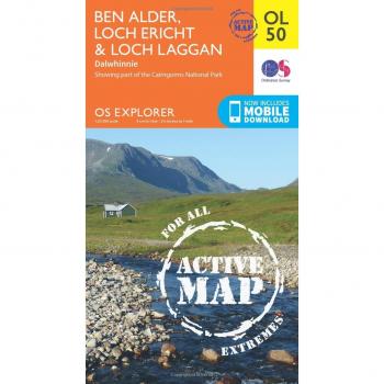Mapa Activo OS Explorer OL 50 de Ben Alder, Loch Ericht y Loch Laggan - Impermeable