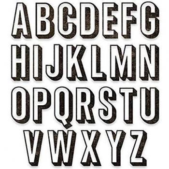 Sizzix Set de Troqueles Thinlits 26 pzas 664729 Caracter alfanumérico sombreado en mayúscula de Tim Holtz, Alfanumérico Sombra Superior, Talla única