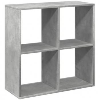 Librería divisora de madera gris y hormigón 69,5x29x69,5 cm
