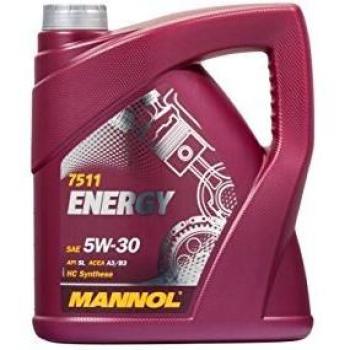 Aceite de motor MANNOL ENERGY 5W-30 4L, aceite parcialmente sintético, compatible con vehículos Volkswagen, Audi y Mercedes-Benz