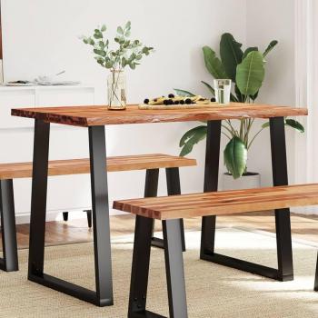 Mesa de comedor con bordes vivos 110x70x75 cm madera maciza de Acacia Vidaxl Marrón