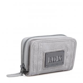 Lois - 93027 Cartera Billetero Tarjetero Monedero de Mujer con Cremallera. 3 Compartimentos para Tarjetas y documentación. Piel sintética Polipiel. Acolchado, Color Hielo