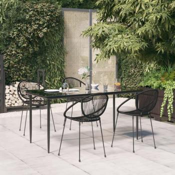 5-Piece Black PVC Rattan Garden Dining Set