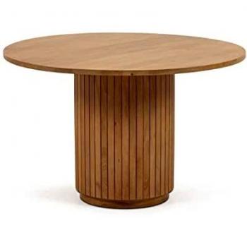 Mesa redonda Licia de madera maciza de mango con acabado natural 120 cm
