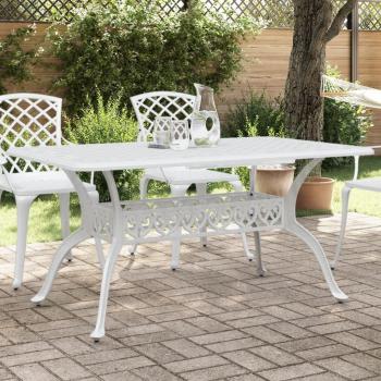 Mesa de jardín aluminio fundido a presión blanca 150x90x72 cm
