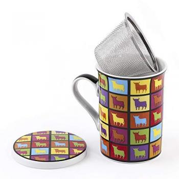 Taza de Té de Cerámica Osborne con Tapa y Filtro Metálico en Estuche - Diseño Giordano di Ponzano y Warhol