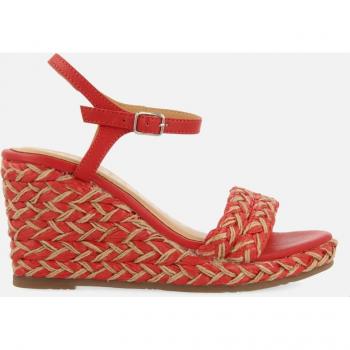 Sandalias de cuña bicolor natural con trenzados y cuerda para mujer