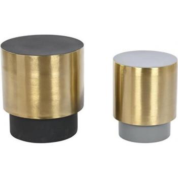 Set de 2 mesas auxiliares de metal patinado