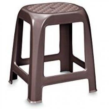Taburete de Baño Elfo Tortora 41x35x46 cm, Capacidad 100 kg, Stefanplast