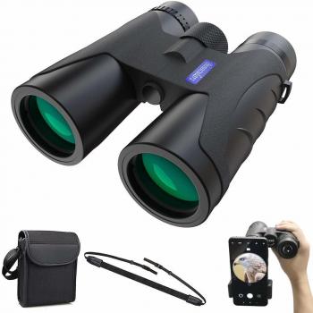 Prismáticos Profesionales 12x40, HD Binoculares Potentes,Visión Nocturna,Prismas BAK4 y FMC,Ligeros e Impermeables, Observar Aves,Senderismo,Camping,con Soporte para Teléfono Inteligente