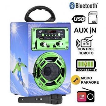 Dynasonic 120-5 - Mini Altavoz Bluetooth portátil, diseño Snowboarding, Color Verde