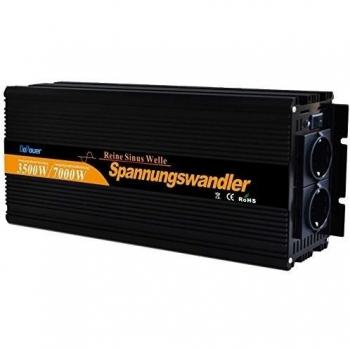 EDECOA Inversor ONDA PURA Convertidor 12v 220v 3500w con Mando a distancia 2 USB Transformador 12v 230v 3500w onda pura y pico momentaneo de 7000w