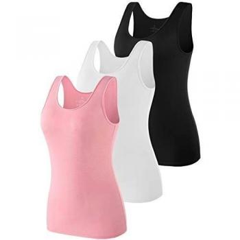 vislivin Camisetas sin Mangas Casuales elásticas Supersoft Camisole para Mujer Negro/Blanco/Rosado S