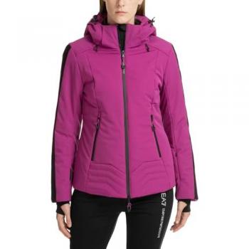 EA7 Emporio Armani Women's Purple Ski Jacket with Hood and Logo, Size S