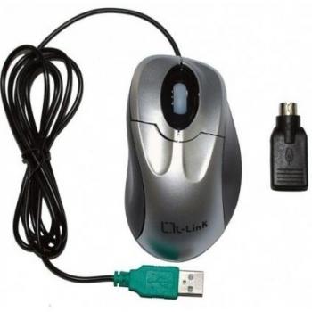 L-Link LL-2017 - Raton óptico con USB y adaptador PS/2, color negro y plata