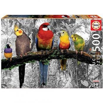 Educa Borras - Serie Coloured B&W, Puzzle 500 piezas Pájaros en la jungla