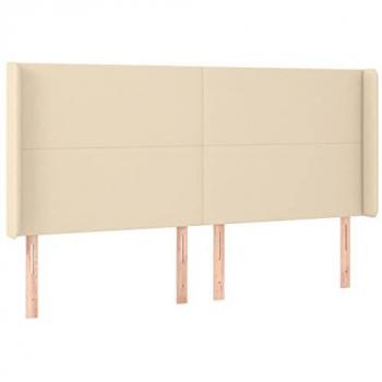 Cabecero con LED de tela color crema 163x16x118/128 cm