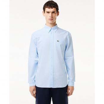 Camisa Oxford regular fit azul de algodón para hombre Lacoste