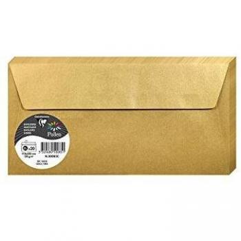 Clairefontaine 50085C - Paquete de 20 Sobres DL - 110x220mm Pollen Dorado 120gr