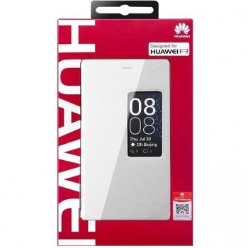 Funda piel tipo libro S-View original para Huawei P8 blanco