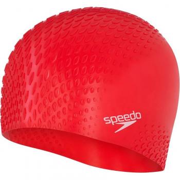 Gorro de natación unisex Speedo Bubble Active+ rojo y blanco