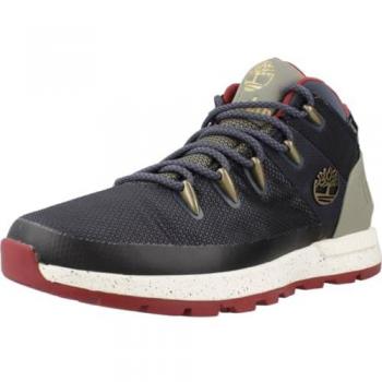 Botines Hombre Timberland Sprint Mid Lace Up Waterproof, características: diseño de media caña, impermeables, color azul marino con detalles en rojo, talla 44.5 EU, material de malla DK BLU