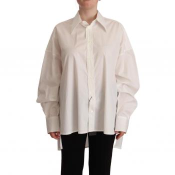 Dolce & Gabbana White Cotton Button Up Collared Long Sleeve Top - IT40|S, Size: XS