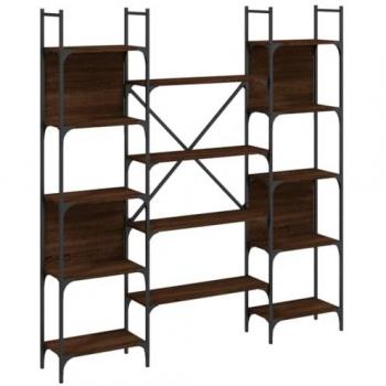 Estantería de madera ingeniería roble ahumado 155,5x24x166,5 cm Marrón