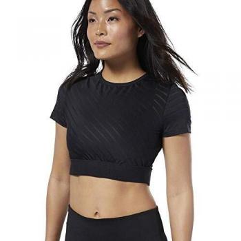 Reebok S Mesh Crop Camiseta Manga Corta, Mujer, Black, L