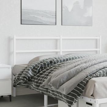 Cabecero de metal blanco de 150 cm con diseño moderno, estructura resistente, acabado en pintura blanca, compatible con colchones de tamaño estándar y fácil instalación