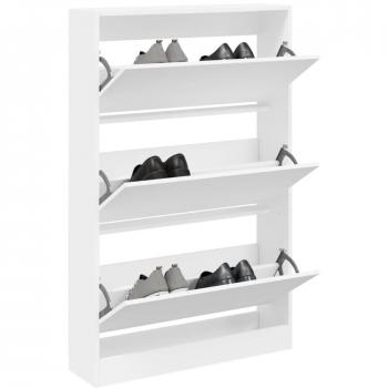Zapatero de madera multicapa blanco 80x21x125,5 cm