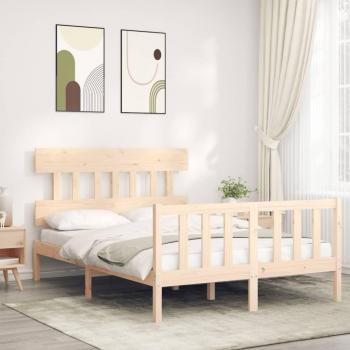 Estructura de Cama de Matrimonio con Cabecero en Madera Maciza