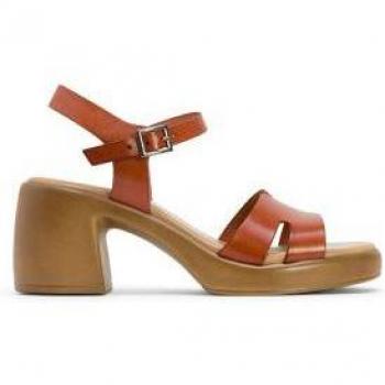 Sandalias Porronet de Piel Hera en color marrón con tacón de 7cm